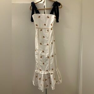 Lug Von Siga Womens White Embroidered Greta Midi Dress Sz 36 XS S.